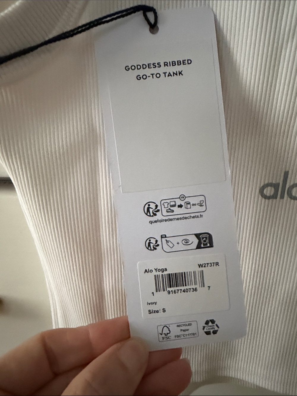 NWT. Alo Goddess Ribbed Go-To Tank - Picture 3 of 6